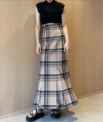 snidel 체크 무늬 머메이드 스커트