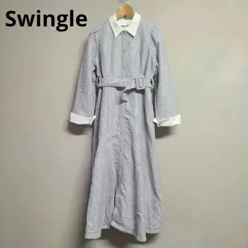 스윙글 Swingle 디자인 커프스 2WAY 칼라 트위드 원피스 M
