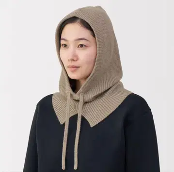 목의 따가움을 억제한 메리노울 혼방 발라클라바 모카 브라운