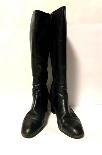 [ 천연 가죽 ] 롱 부츠 블랙 24.5cm 일본제 5510 사이드 지퍼