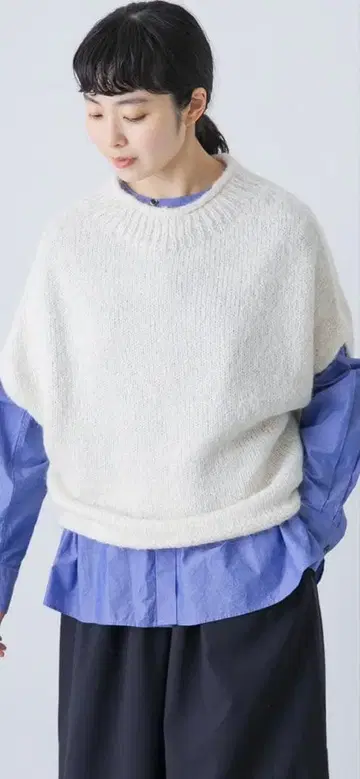 아이보리 니트 베스트 오버 사이즈