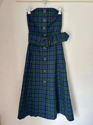 체크 무늬 스트랩리스 원피스 사이즈 1