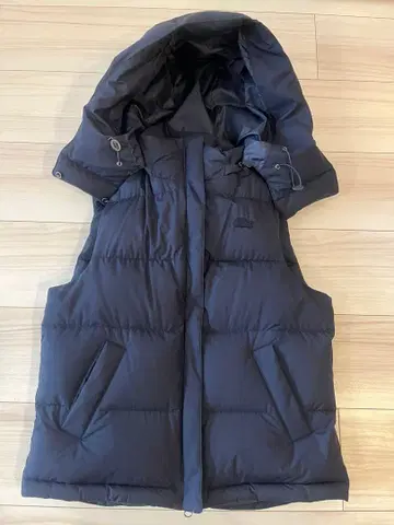 LACOSTE 후드 부착 다운 베스트 36 네이비