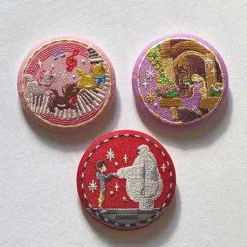 디즈니 자수 캔뱃지 세트 베이맥스 라푼젤 마리 캔뱃지