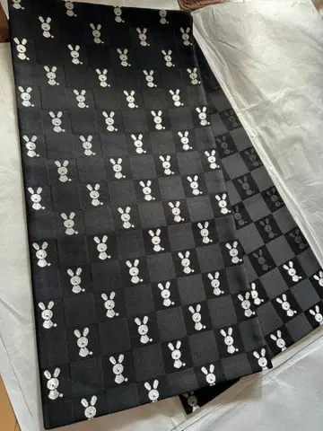 토끼 무늬 블랙 컬러 후쿠로 오비