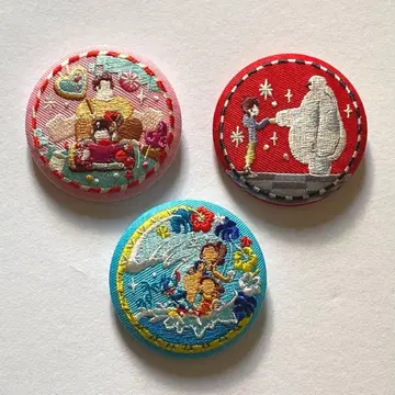 디즈니 자수 캔뱃지 세트 스티치 베이맥스 슈가러쉬