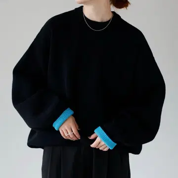 택 포함 미사용 새상품 meilmada 바이컬러 니트 풀오버 블랙