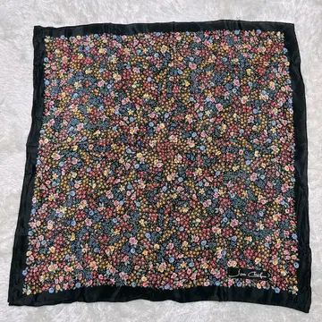 Jean Clark 실크 스카프 실크 100% 꽃무늬 블랙 일본제 대형