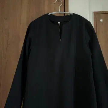 무인양품 기모 키넥 다크 네이비 긴팔 원피스