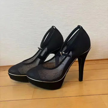 에스페란자 블랙 메쉬 스트랩 하이힐 펌프스 23.0cm