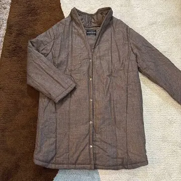 mizuiro ind 충전솜 코트 프리 사이즈 글렌체크풍 노카라