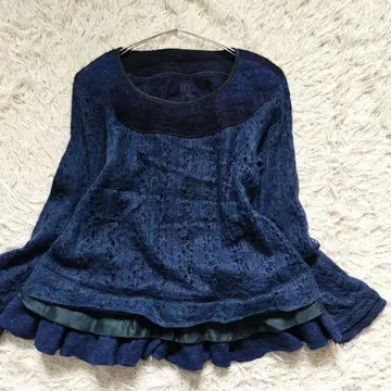 에이코콘도 모헤어 니트 짜임 레이스 프릴 페플럼 빅 사이즈