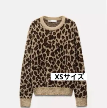 ZARA 레오파드 무늬 긴팔 니트 스웨터 XS