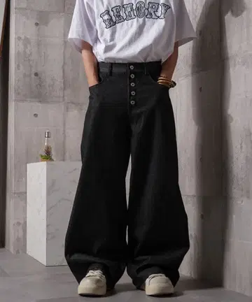 [ MEMORY ] 버튼 플라이 배럴 레그 청바지