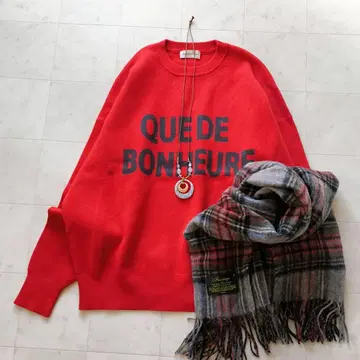 새상품급 밴야드 스톰 맨투맨 라이크 로고 자카드 니트 레드