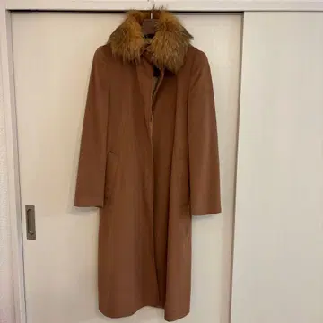 iCB 카멜 롱 코트 퍼 포함