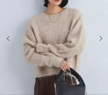 알파카 믹스 샤기 크루넥 니트