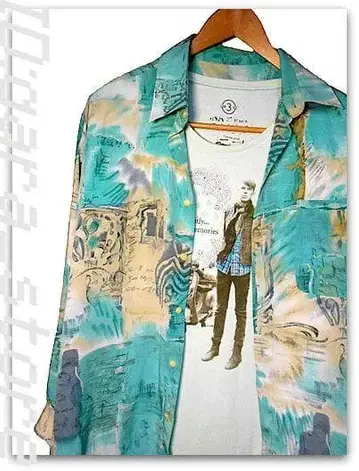 개성 넘치는! 환상적인 손그림 아트 올 패턴 퍼지 big 셔츠