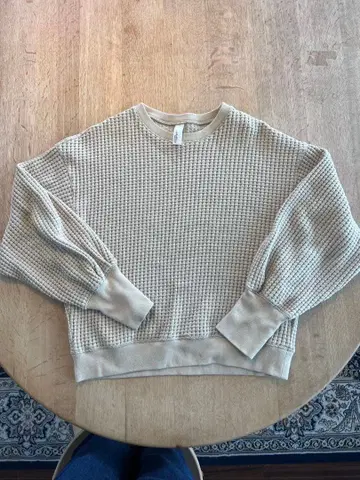 SeaGreen 베이지 와플 편직 니트