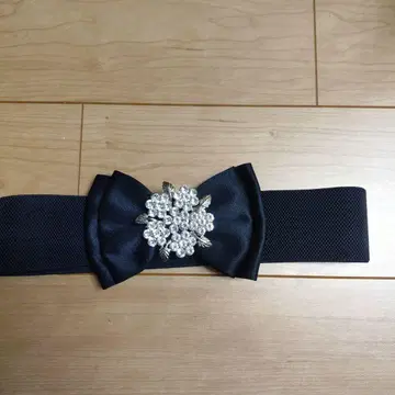 블랙 리본 크리스탈 장식 벨트