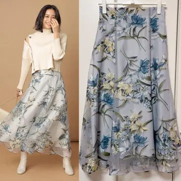 Mystrada 부케 펄 플레어 스커트