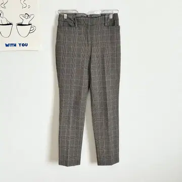 플라스테 체크 무늬 테일러드 팬츠 센터 프레스 오피스 캐주얼