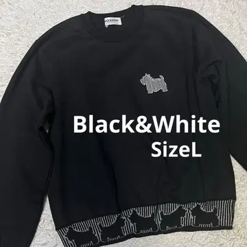 블랙 & 화이트 자수 리브 트레이닝복 니트 블랙 여성용 L