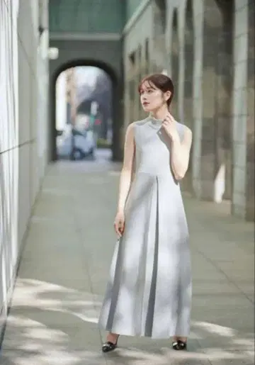 [새상품] L'or Box pleats Knit Dress 라이트 그레이