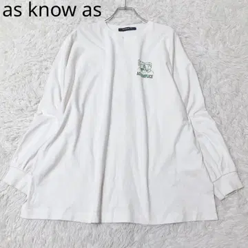아즈노아즈 긴팔 티셔츠 화이트 백 프린트 면 100% 캐주얼