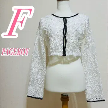 PAGEBOY 페이지 보이 화이트 브라운 블라우스 전체 레이스 깔끔한