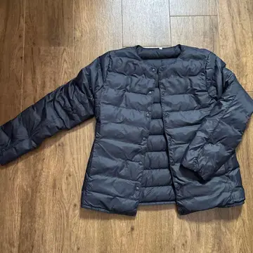 MUJI 경량 프렌치 다운 포켓터블 노카라 블루종 미사용 새상품 M