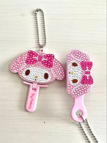 산리오 마이멜로디 키라데코 미니 거울 참 미니 브러시 참