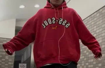 555-SOUL 레드 후드티 XL bboy b계 스트릿