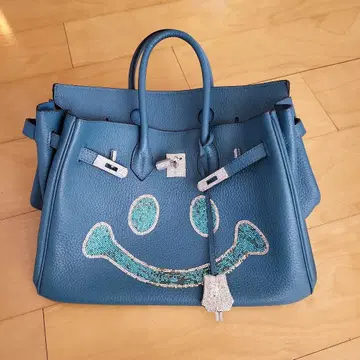 가죽 핸드백 스마일 마크