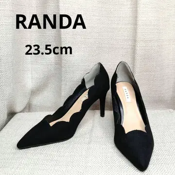 RANDA 스캘럽 디자인 블랙 하이힐 펌프스 23.5cm