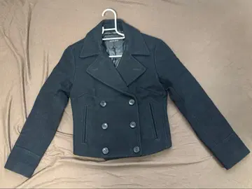 울 코트 피 코트 더블 브레스트 짧은 기장