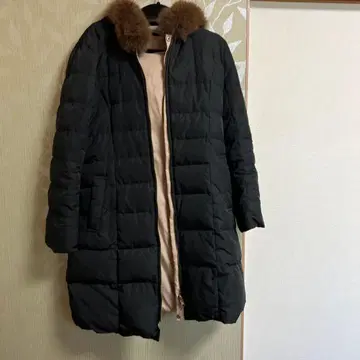블랙 롱 다운 자켓 퍼 포함