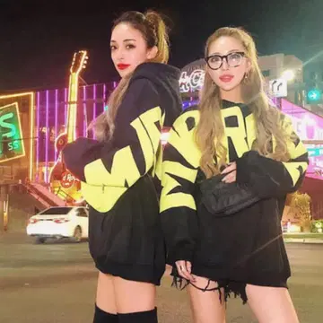 MIRROR9 미러나인 후드 부착 후드티 블랙/노랑 큰 로고