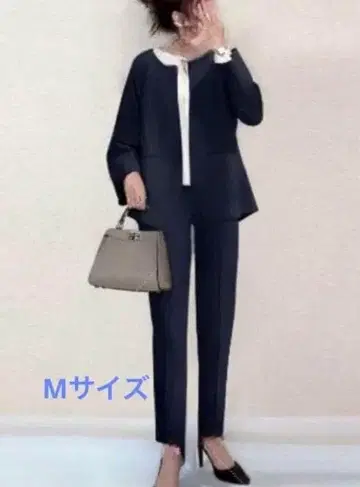 블랙 팬츠 셋업 포멀 페플럼 블랙 M 사이즈