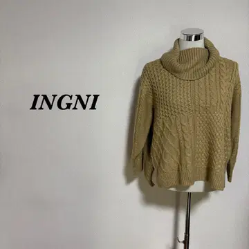 INGNI 케이블 니트 터틀넥 스트레치 카멜 M 4914N
