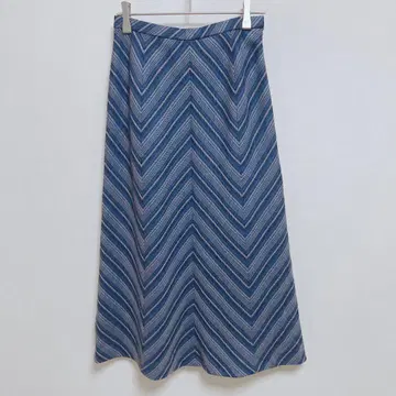 레리안 플레어 롱 스커트 A라인 일본제 지그재그 패턴 7 블루