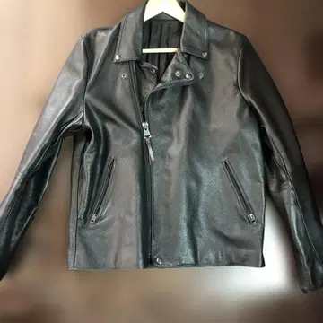 블랙 가죽 더블 라이더 자켓