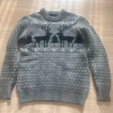 새상품급 beauty&youth L 뷰티 앤 유스 루돌프 무늬 울