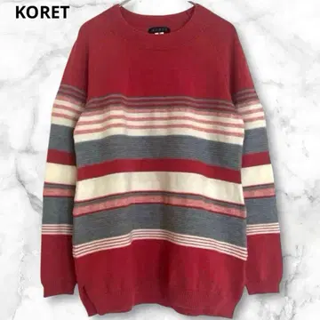 코렛 긴팔 니트 보더 스웨터 울 100% 일본제 레드 S