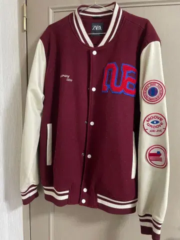 ZARA 버건디 바시티 자켓