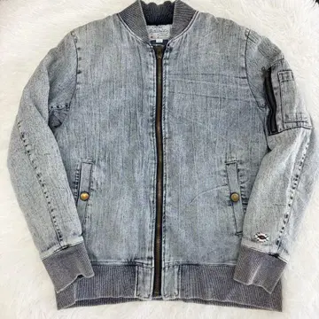 데님 자켓 MA-1 보아 안감 라이트 블루 프리 사이즈 백 프린트