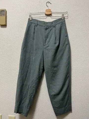 두르카마라 턱 디테일 배기 울 슬랙스 팬츠 /0 애쉬 민트