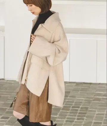 [ NOBLE 카멜 믹스 리버 지퍼 코트 38 ]