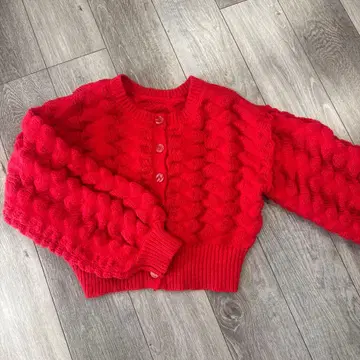 cepo 빨간색 케이블 짜임 가디건 M 사이즈