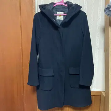 레이빔즈 블랙 더플 코트 후드 부착